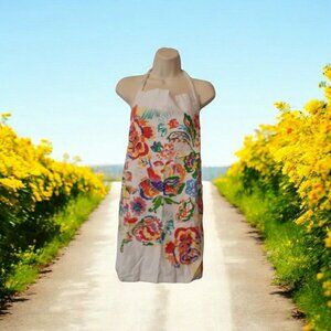 Art to Wear Canvas Halter Apron w/ Pockets Bright Floral High Quality Adjustable